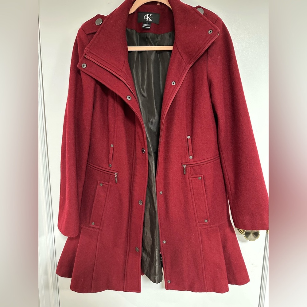 Calvin Klein Deep Red Trench Coat